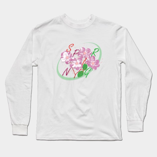 Coral Grass Peony Exotic Garden Long Sleeve T-Shirt by cesartorresart